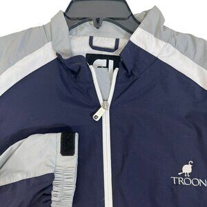 FootJoy Troon Mens Golf Windbreaker Jacket Navy &‎ Gray White Zipper Lightweight